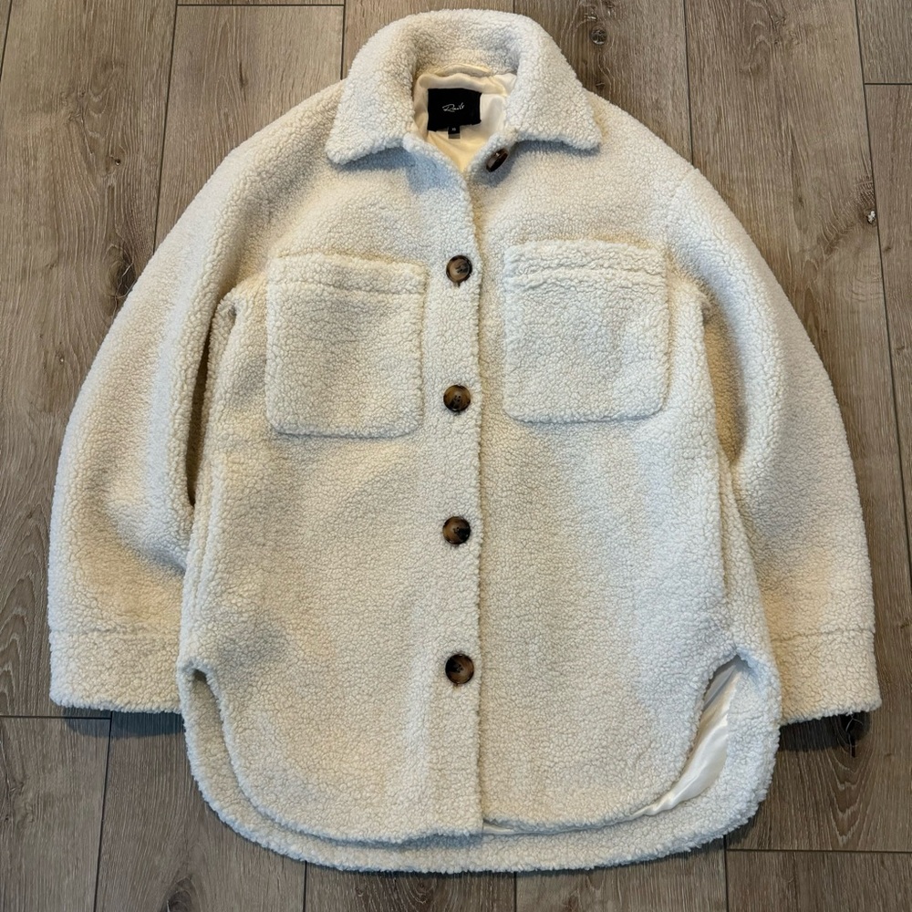 NWOT Rails Teddy Sherpa Shacket Jacket Cream Light Jacket Fuzzy Winter Coat XS